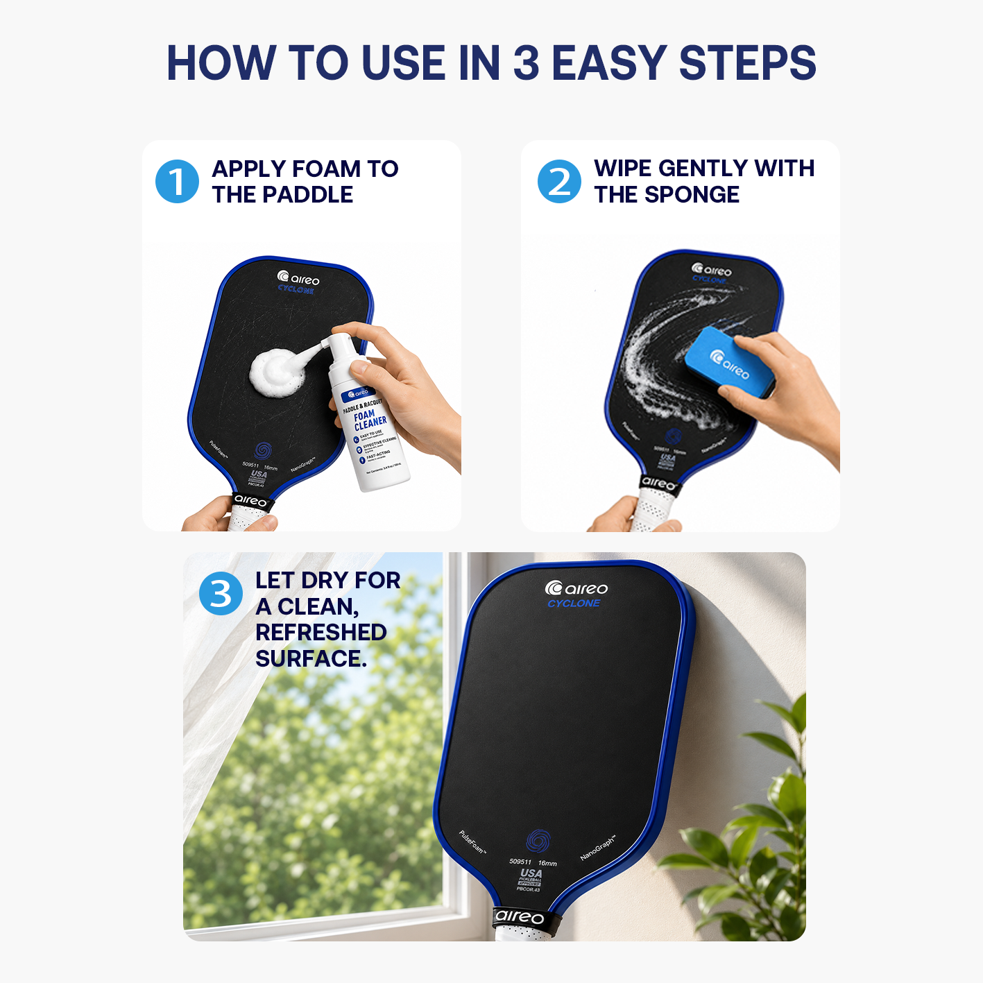 AIREO Pickleball Paddle Foam Cleaner Kit