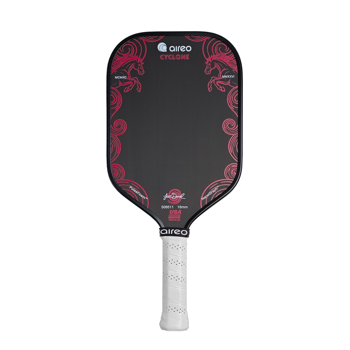 Levi's Twin Horse Limited Edition USAP PBCoR .43 certified AIREO Cyclone 16mm Pickleball Paddle – NanoGraph Grit Surface with PulseFoam™ Power Core for Pro-Level Performance